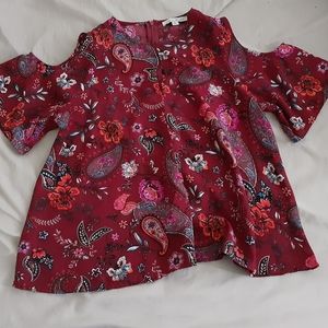 Burgundy floral blouse